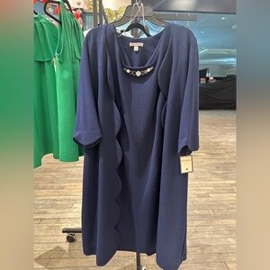 2 Piece Navy Blue Dress Set with Jacket